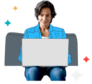 happy woman on laptop