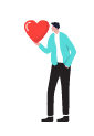 man holding heart